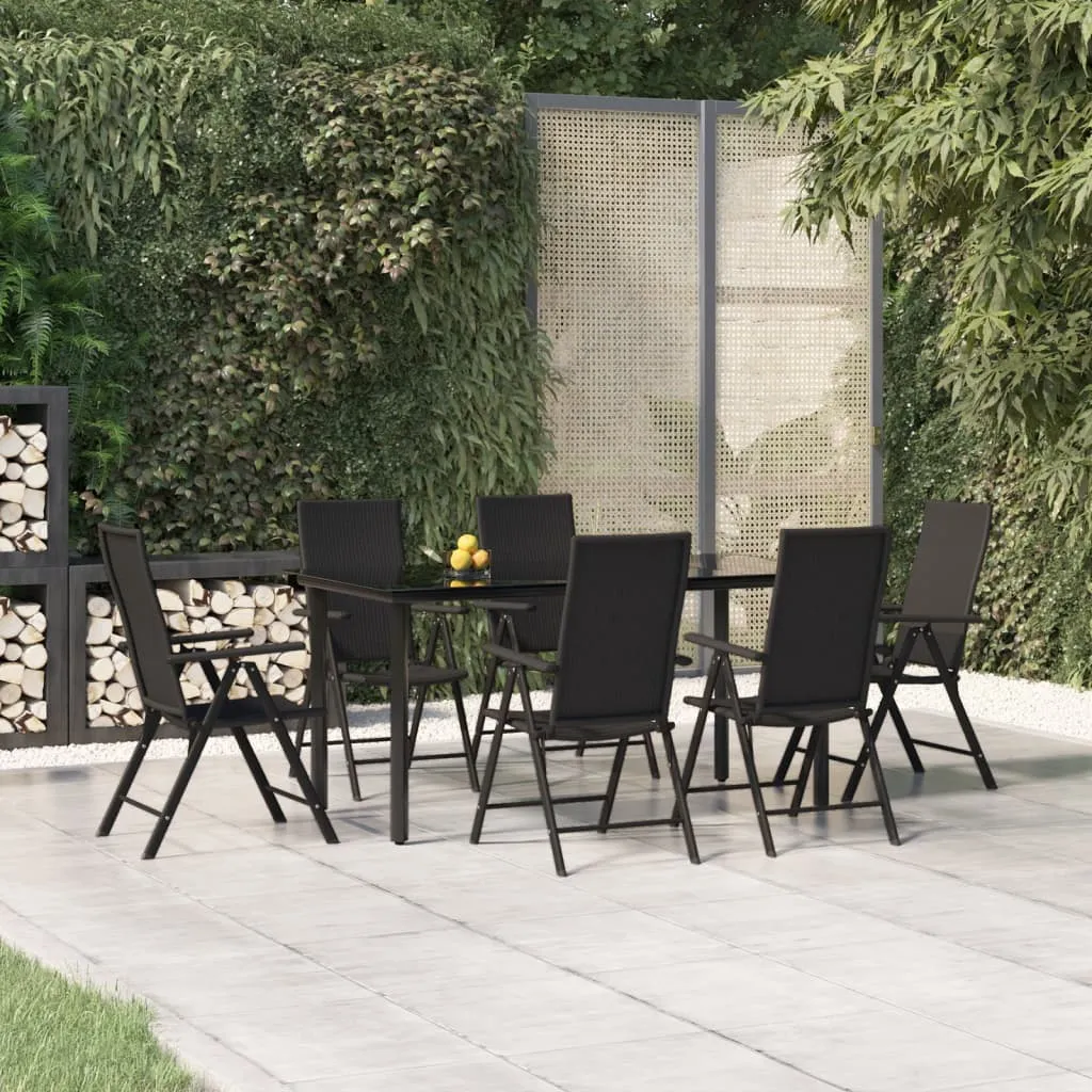 vidaXL Set da Pranzo da Giardino 7 pz Nero in Polyrattan