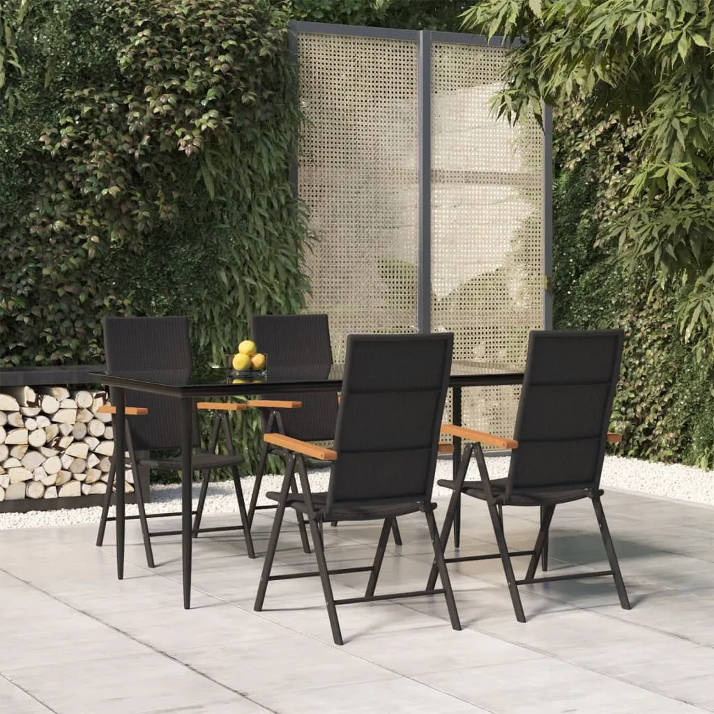 vidaXL Set da Pranzo da Giardino 5 pz Nero e Marrone in Polyrattan