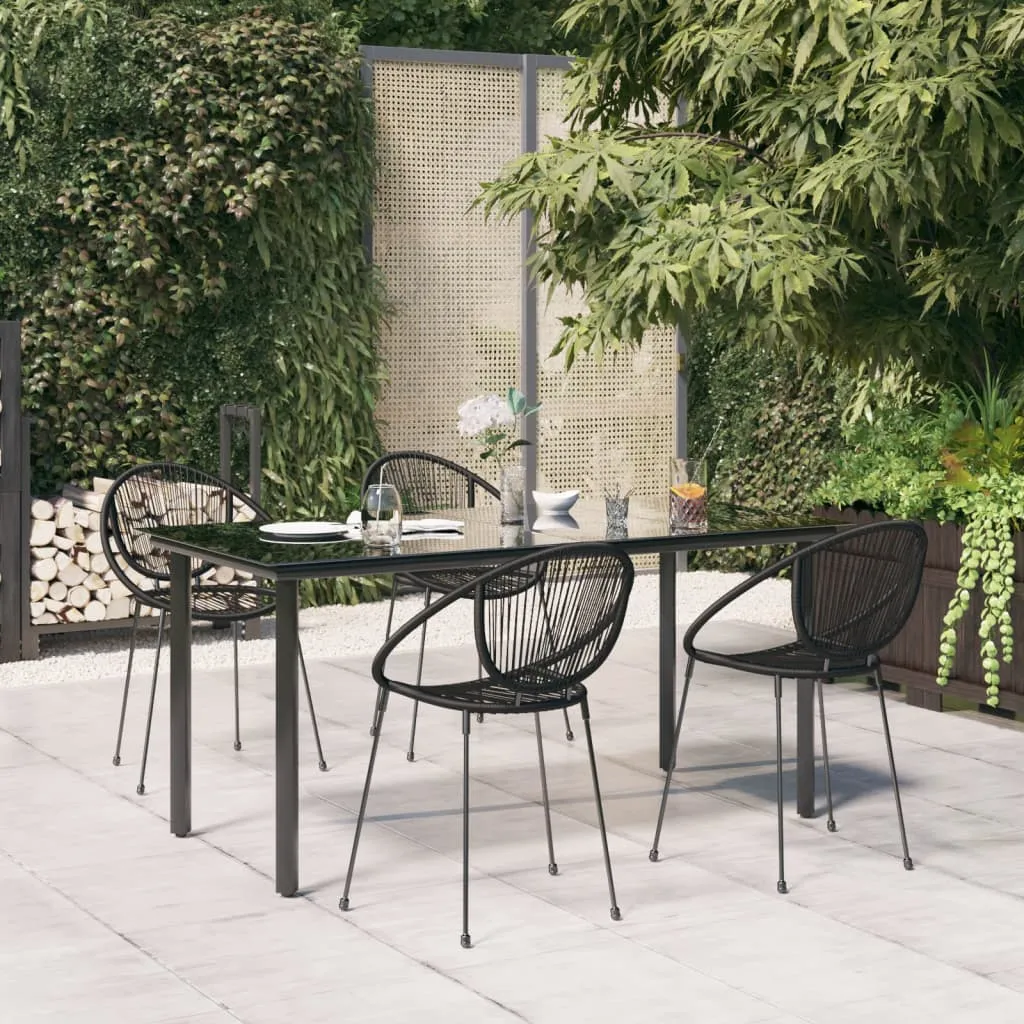 vidaXL Set da Pranzo da Giardino 5 pz Nero in Rattan PVC