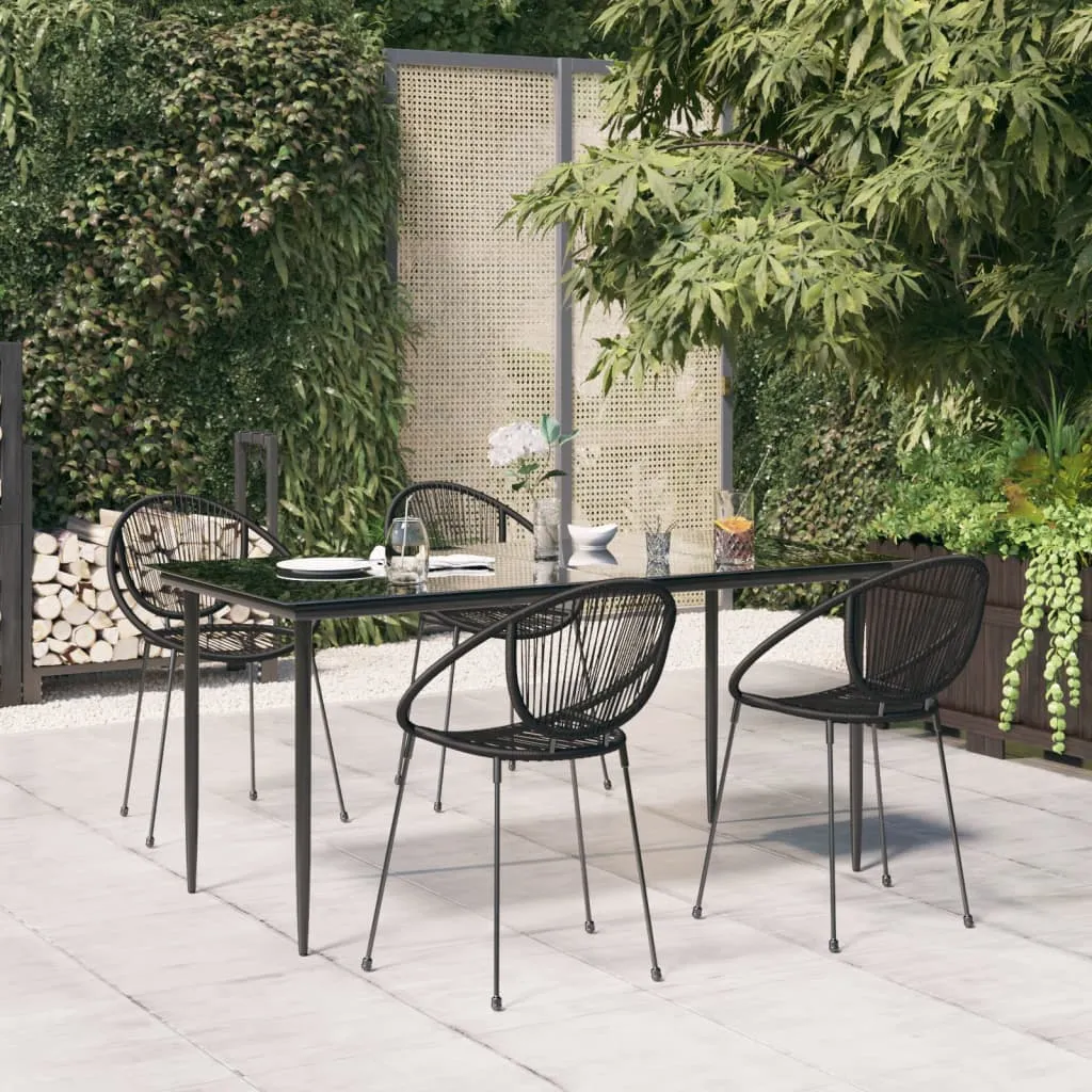 vidaXL Set da Pranzo da Giardino 5 pz Nero in Rattan PVC