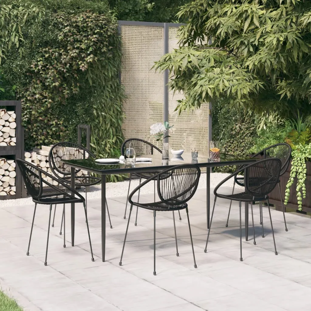 vidaXL Set da Pranzo da Giardino 7 pz Nero in Rattan PVC