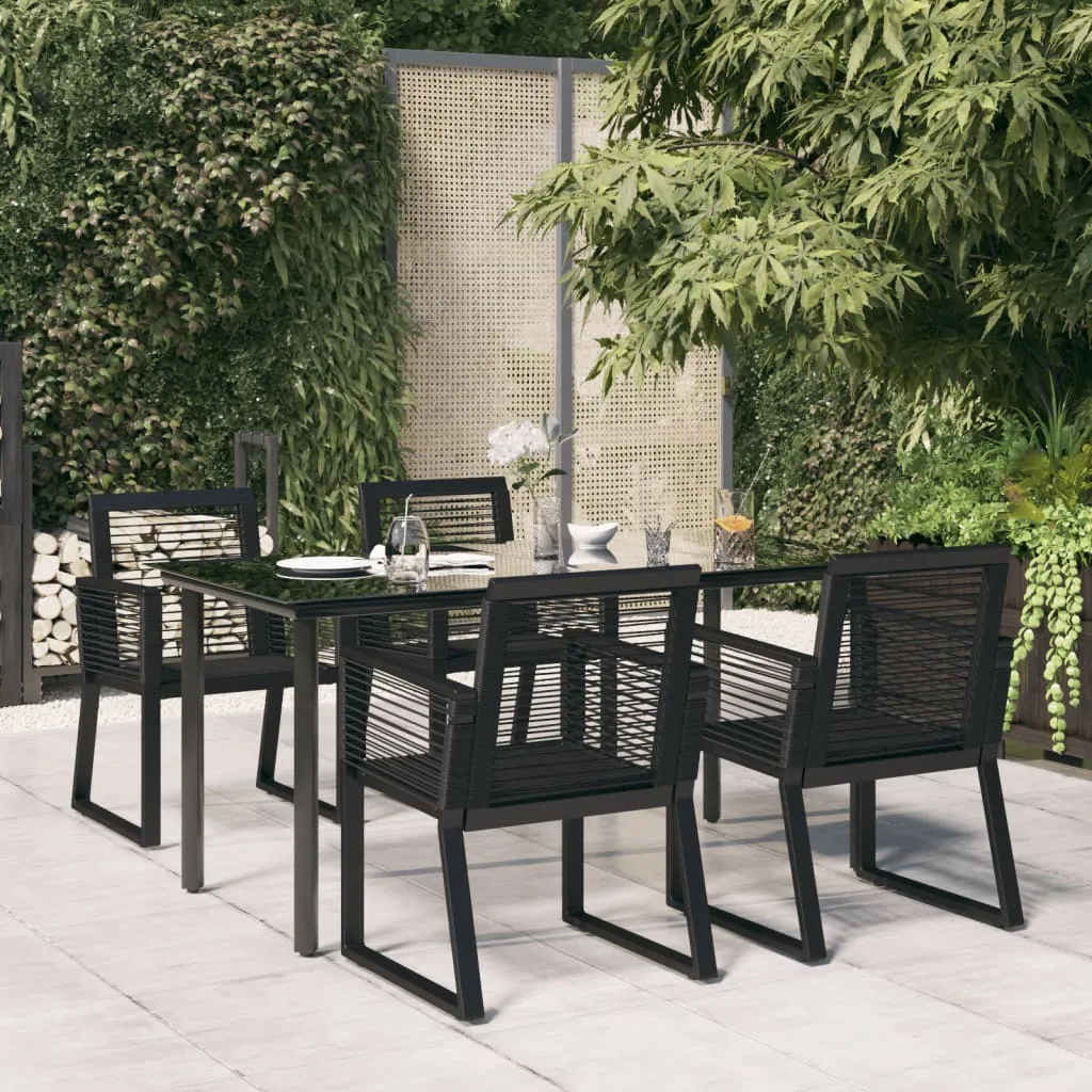 vidaXL Set da Pranzo da Giardino 5 pz Nero in Rattan PVC