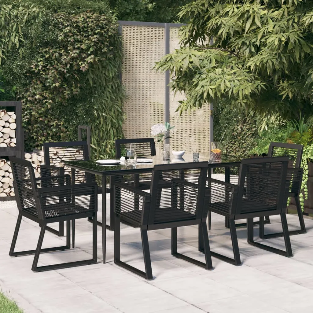 vidaXL Set da Pranzo da Giardino 7 pz Nero in Rattan PVC