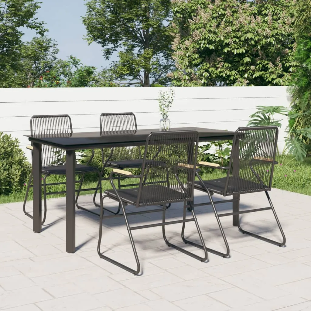 vidaXL Set da Pranzo da Giardino 5 pz Nero in Rattan PVC