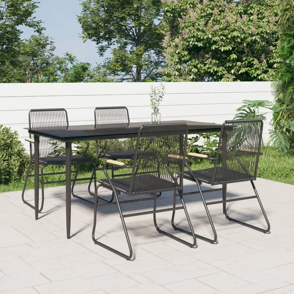 vidaXL Set da Pranzo da Giardino 5 pz Nero in Rattan PVC