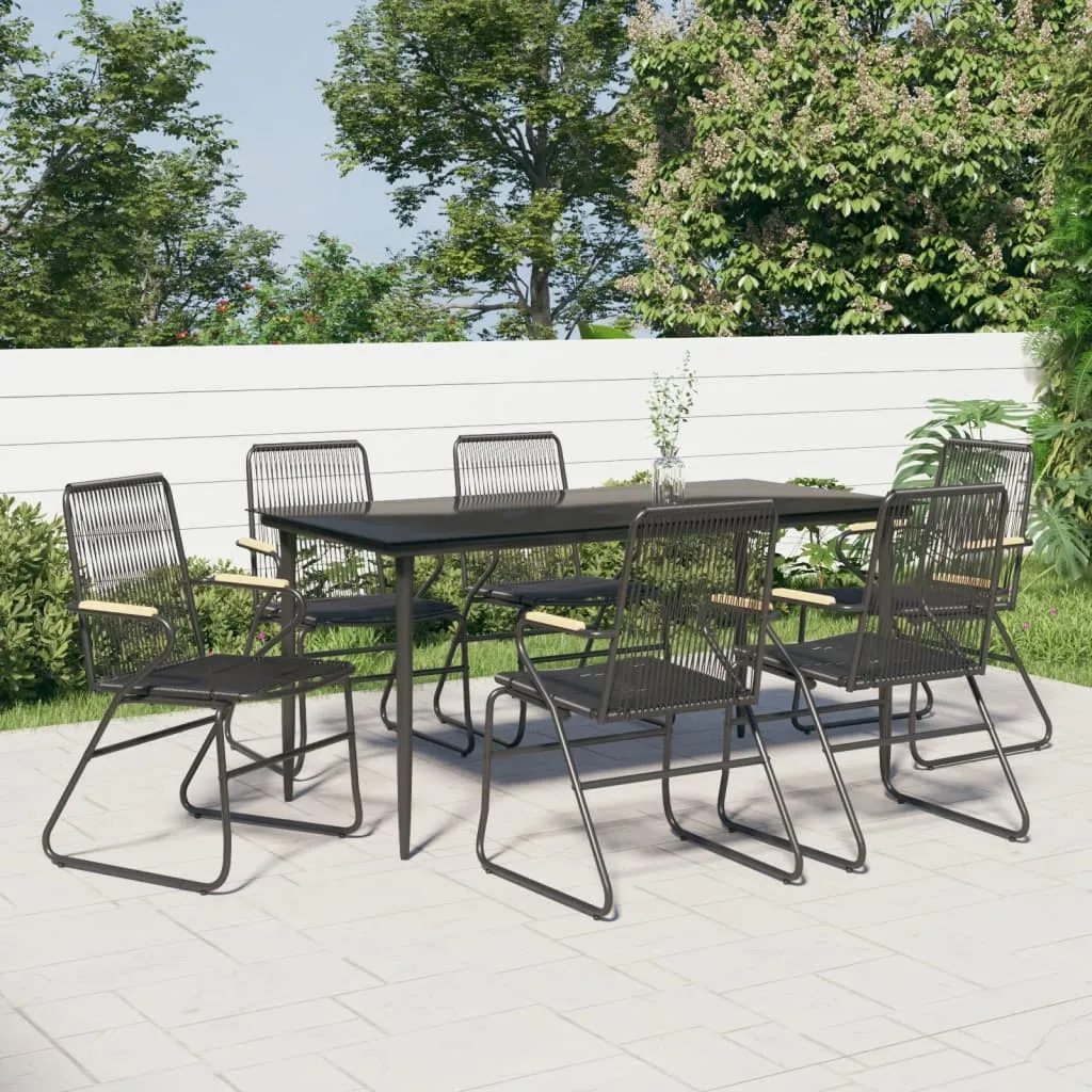 vidaXL Set da Pranzo da Giardino 7 pz Nero in Rattan PVC