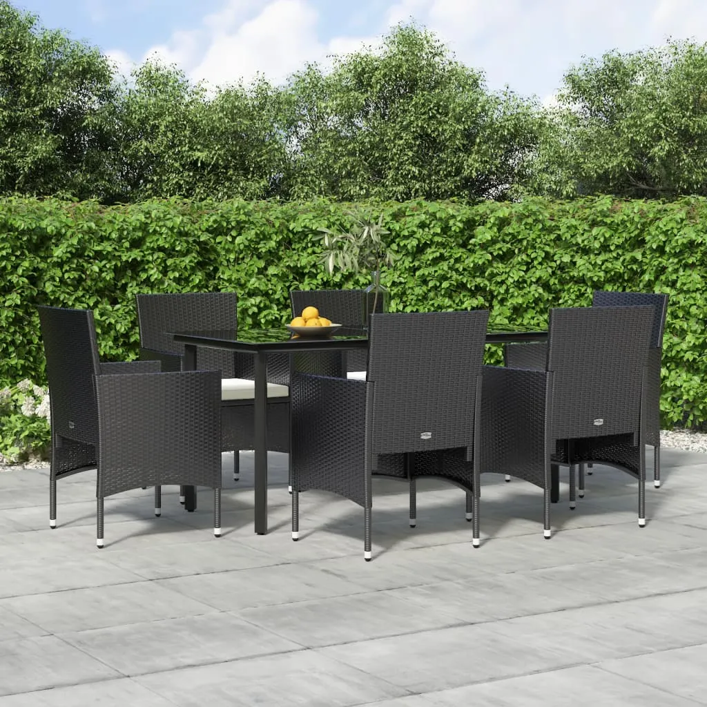 vidaXL Set da Pranzo da Giardino 7 pz con Cuscini Nero