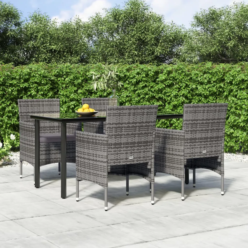 vidaXL Set da Pranzo da Giardino 5 pz con Cuscini Grigio e Nero