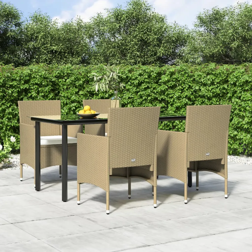 vidaXL Set da Pranzo da Giardino 5 pz con Cuscini Beige e Nero