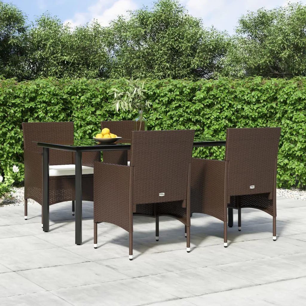 vidaXL Set da Pranzo da Giardino 5 pz con Cuscini Marrone e Nero