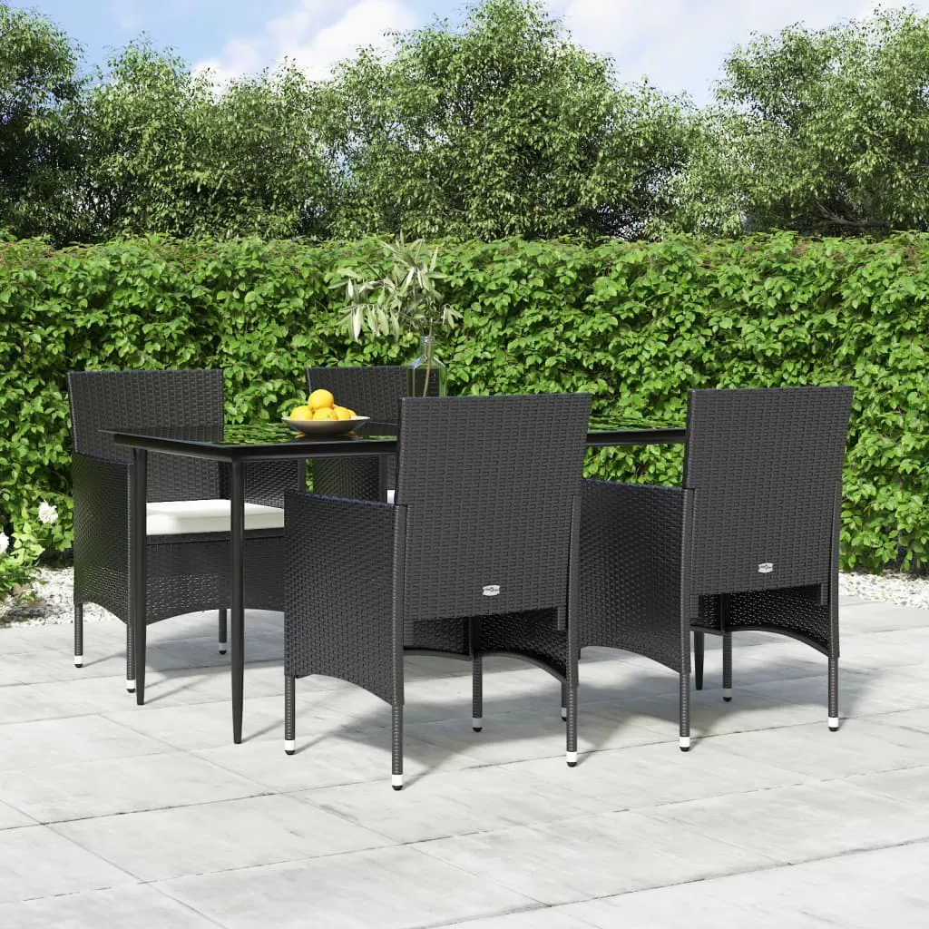 vidaXL Set da Pranzo da Giardino 5 pz con Cuscini Nero