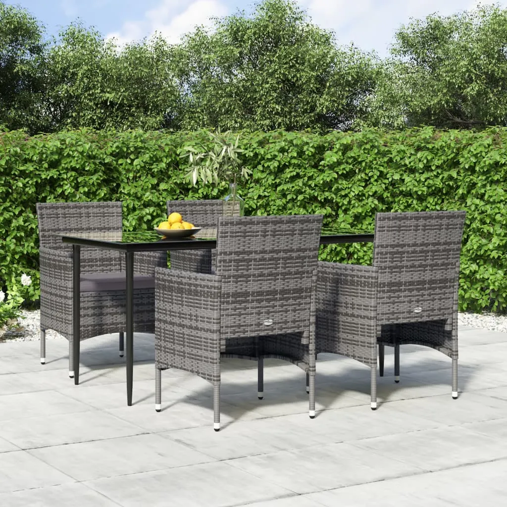 vidaXL Set da Pranzo da Giardino 5 pz con Cuscini Grigio e Nero