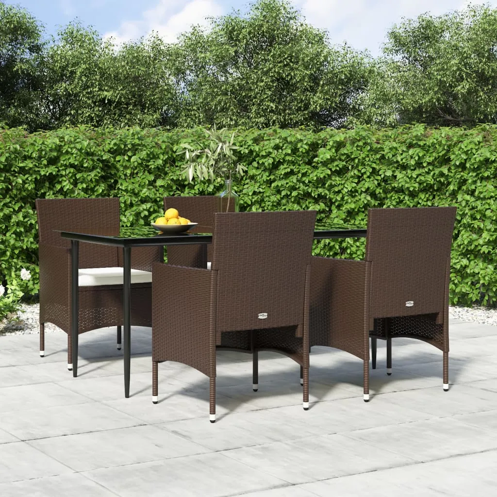 vidaXL Set da Pranzo da Giardino 5 pz con Cuscini Marrone e Nero