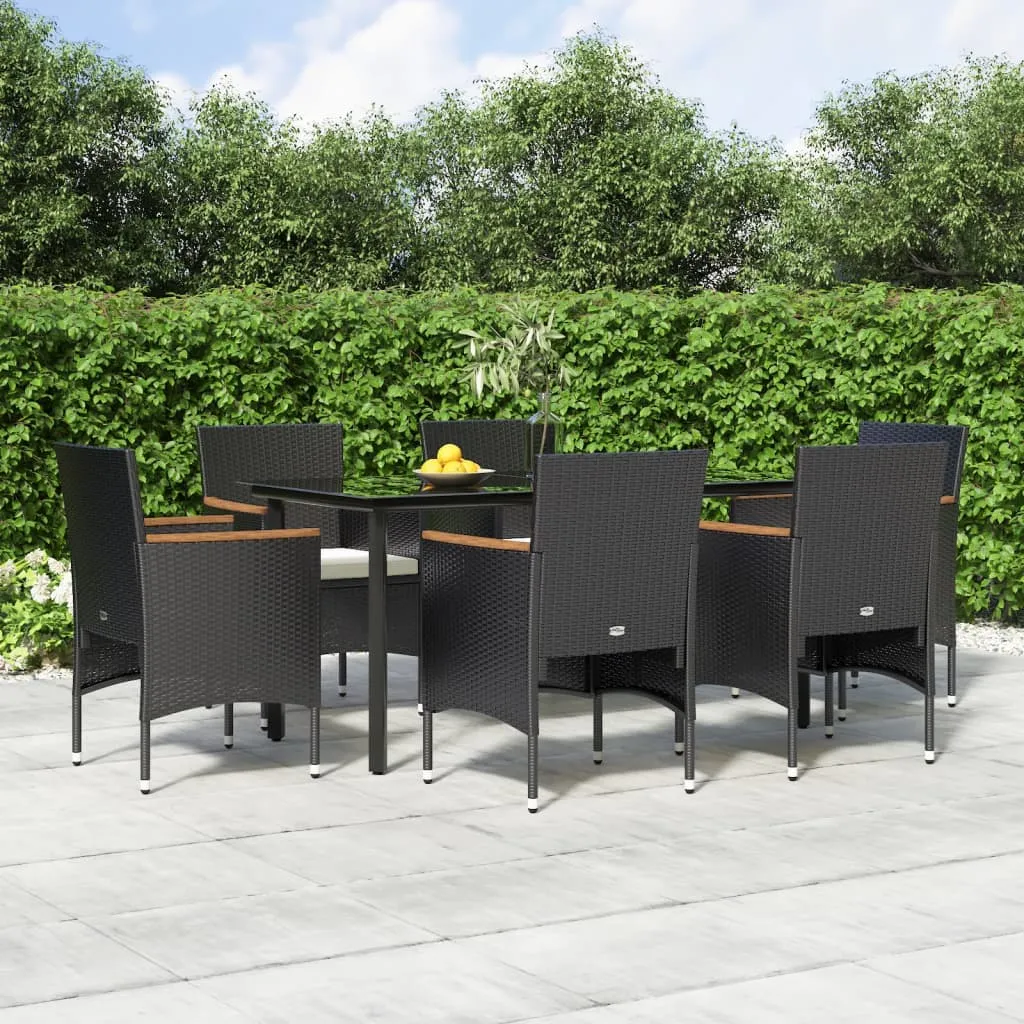 vidaXL Set da Pranzo da Giardino 7 pz con Cuscini Nero