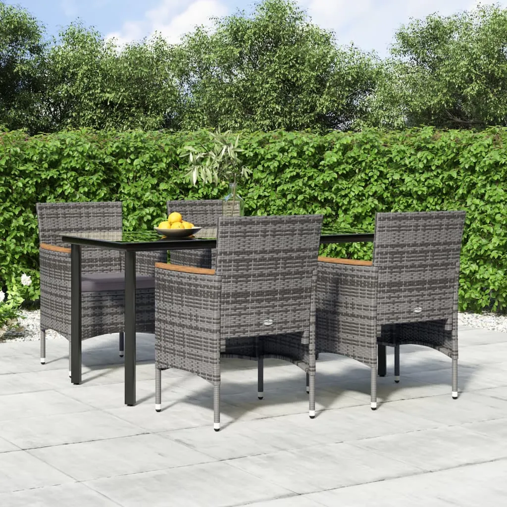 vidaXL Set da Pranzo da Giardino 5 pz con Cuscini Grigio e Nero