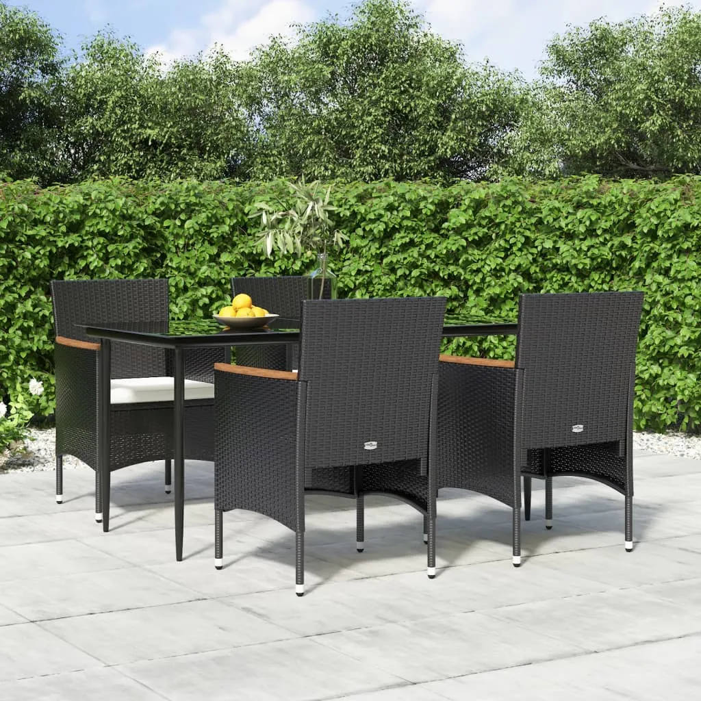 vidaXL Set da Pranzo da Giardino 5 pz con Cuscini Nero