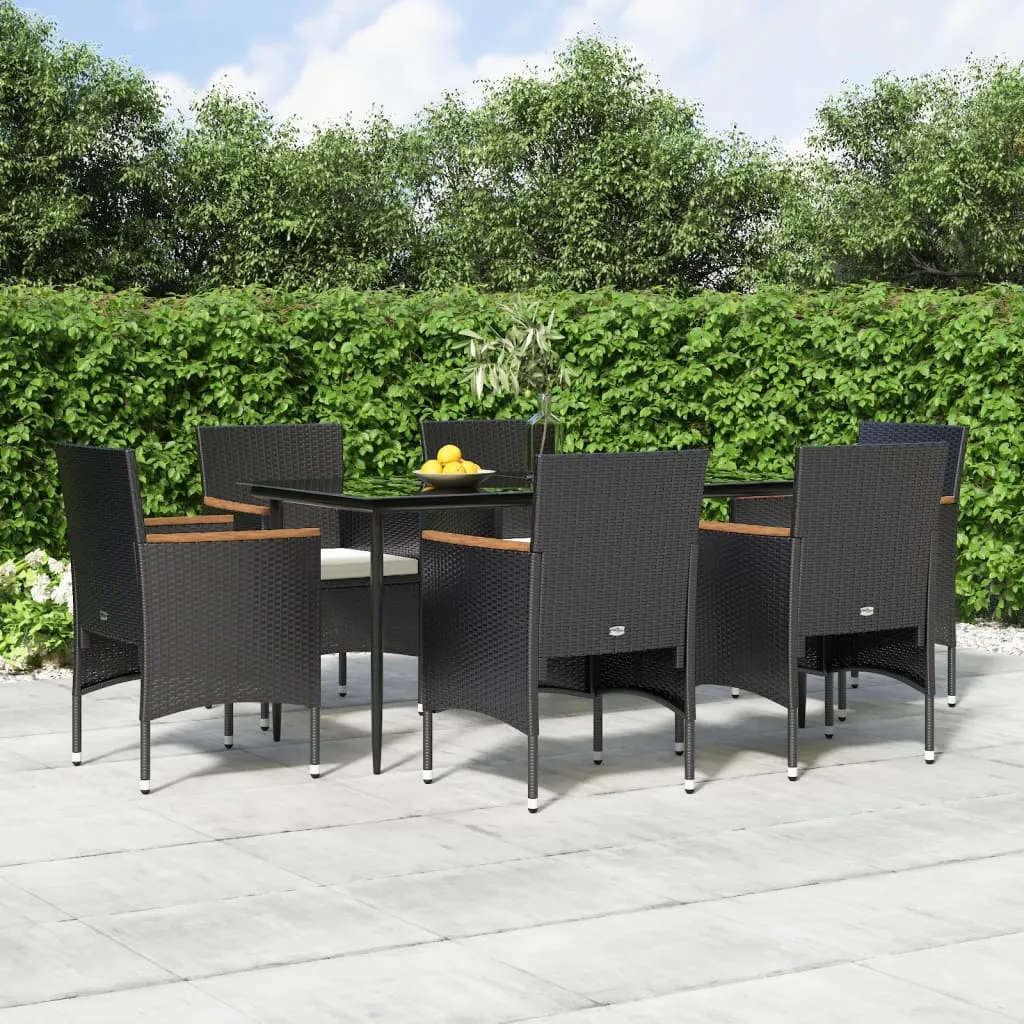 vidaXL Set da Pranzo da Giardino 7 pz con Cuscini Nero