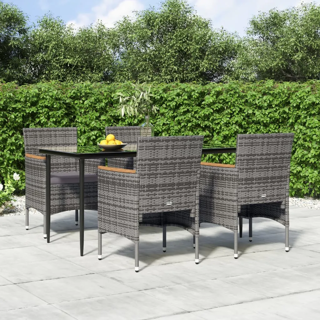 vidaXL Set da Pranzo da Giardino 5 pz con Cuscini Grigio e Nero