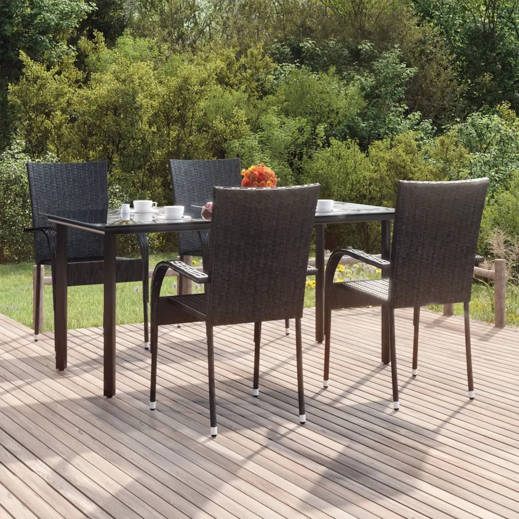 vidaXL Set da Pranzo da Giardino 5 pz Nero in Polyrattan