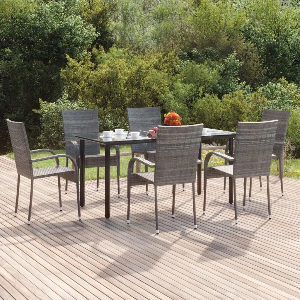 vidaXL Set da Pranzo da Giardino 7 pz Grigio in Polyrattan