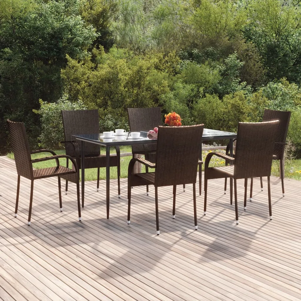 vidaXL Set da Pranzo da Giardino 7 pz Marrone in Polyrattan