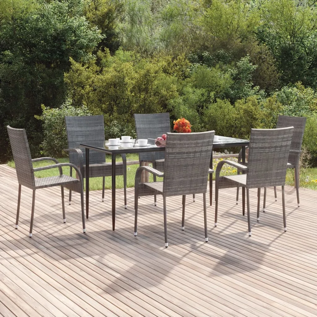 vidaXL Set da Pranzo da Giardino 7 pz Grigio in Polyrattan