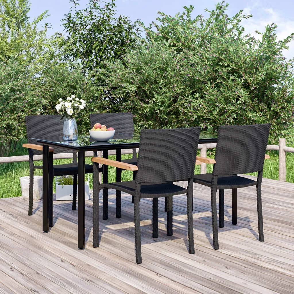 vidaXL Set da Pranzo da Giardino 5 pz Nero in Polyrattan