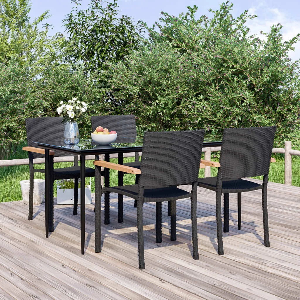 vidaXL Set da Pranzo da Giardino 5 pz Nero in Polyrattan