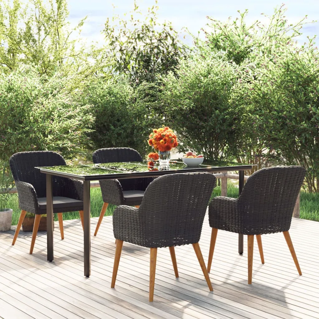 vidaXL Set da Pranzo da Giardino 5 pz con Cuscini Nero