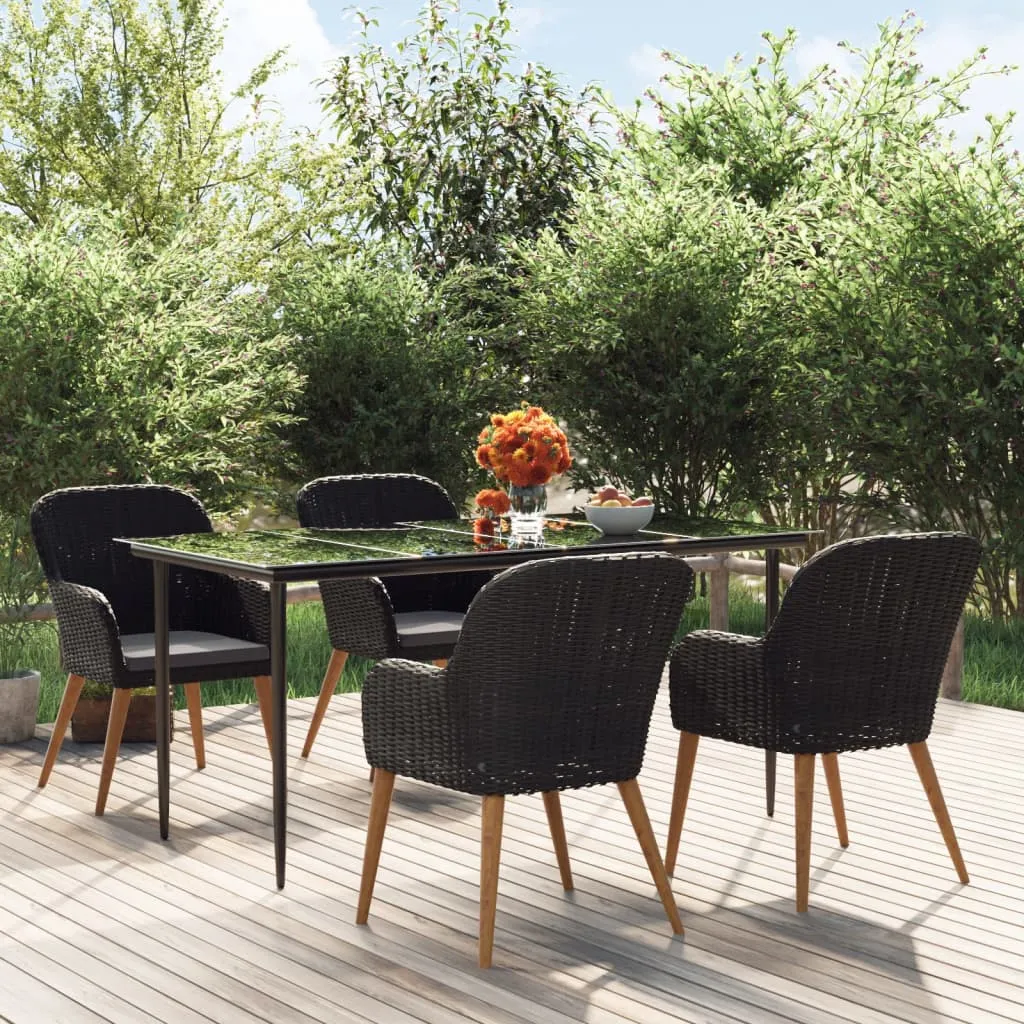 vidaXL Set da Pranzo da Giardino 5 pz con Cuscini Nero