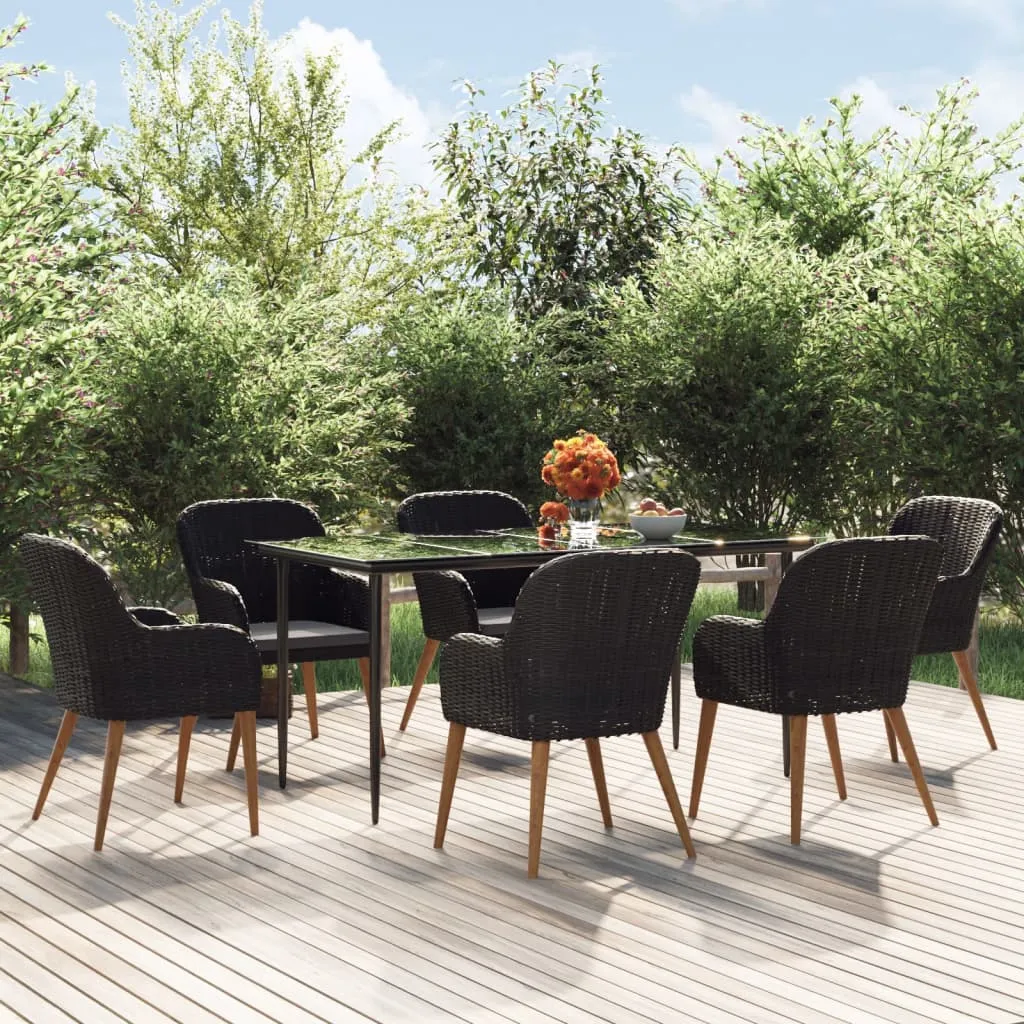 vidaXL Set da Pranzo da Giardino 7 pz con Cuscini Nero