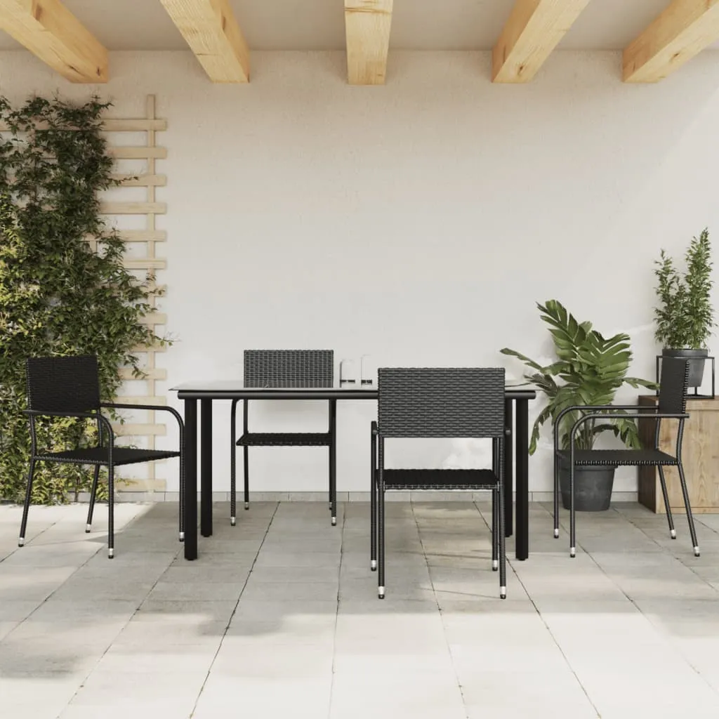 vidaXL Set da Pranzo da Giardino 5 pz Nero in Polyrattan