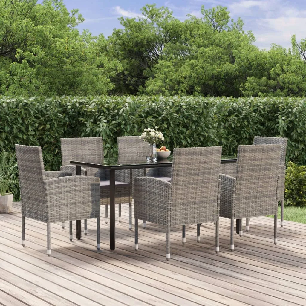 vidaXL Set da Pranzo da Giardino 7 pz Antracite con Cuscini Polyrattan