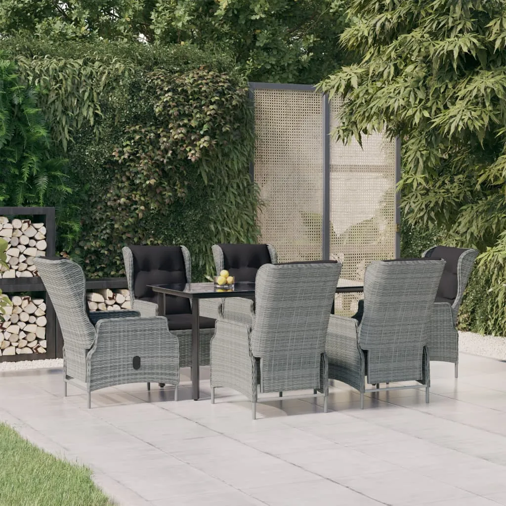 vidaXL Set da Pranzo da Giardino 7 pz Grigio Chiaro in Polyrattan