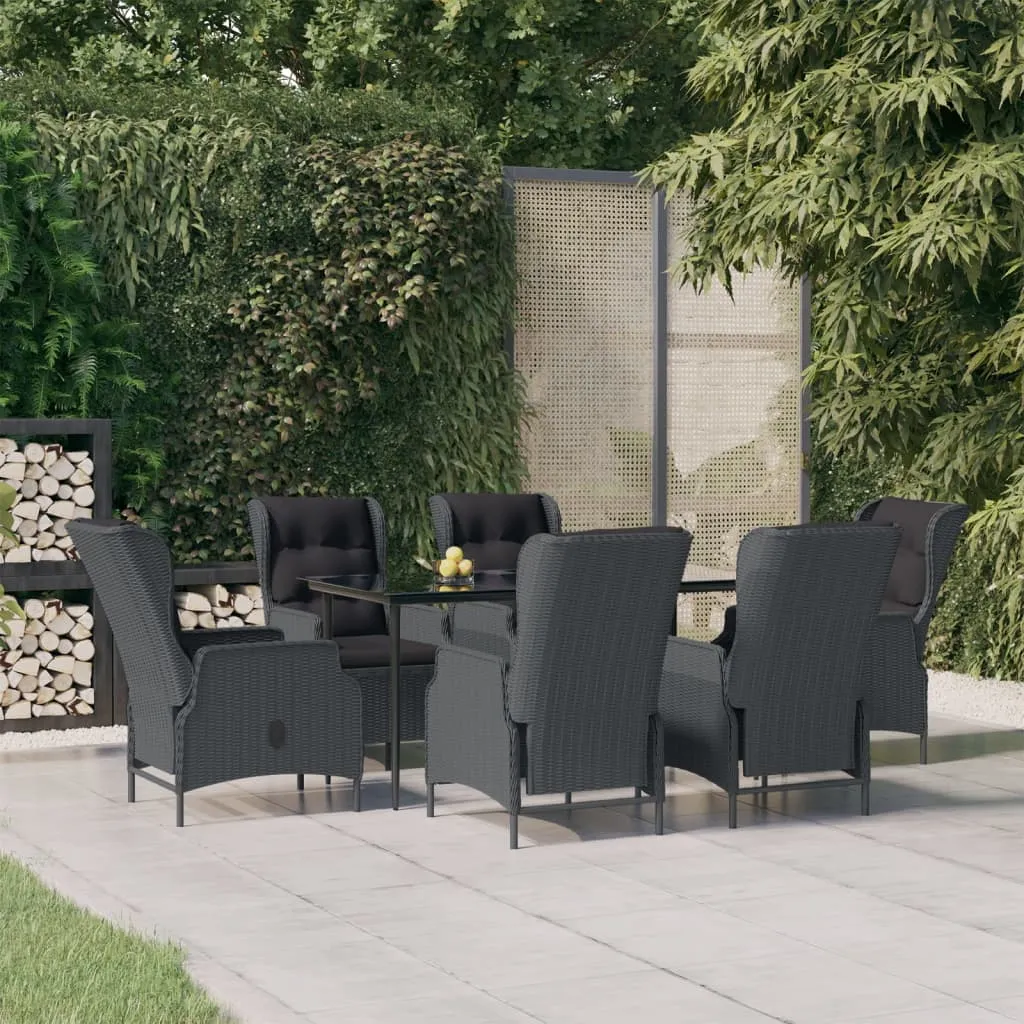 vidaXL Set da Pranzo da Giardino 7 pz Grigio Scuro in Polyrattan