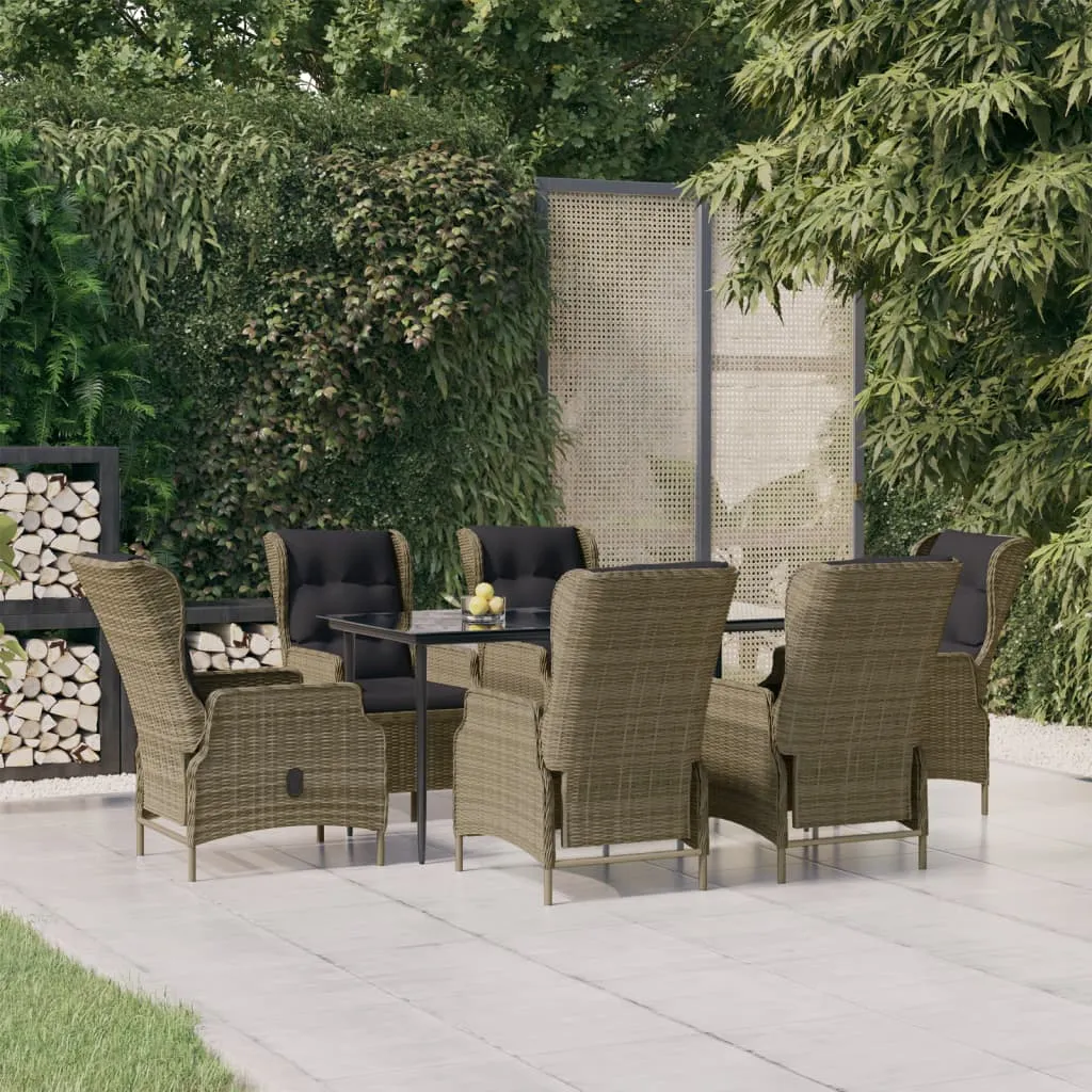 vidaXL Set da Pranzo da Giardino 7 pz Marrone in Polyrattan