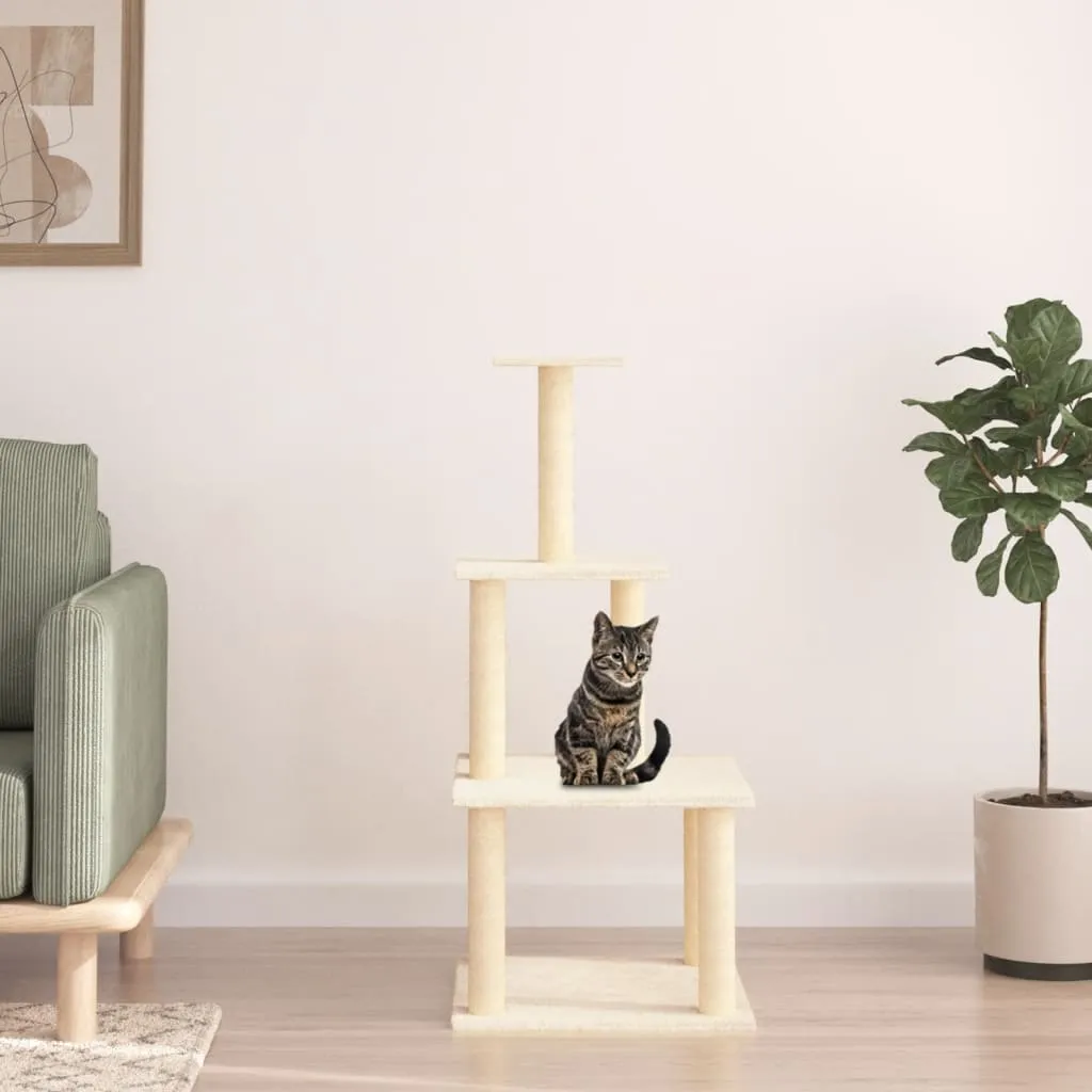 vidaXL Albero per Gatti con Tiragraffi in Sisal Crema 111 cm