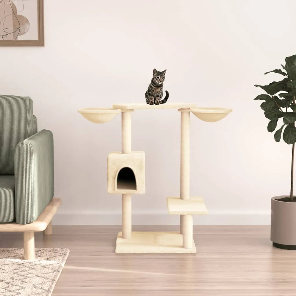 vidaXL Albero per Gatti con Tiragraffi Crema 82 cm