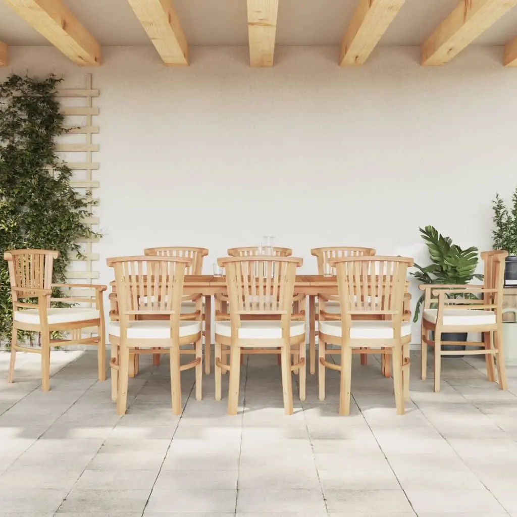 Set da Pranzo per Giardino 9 pz in Legno Massello di Teak