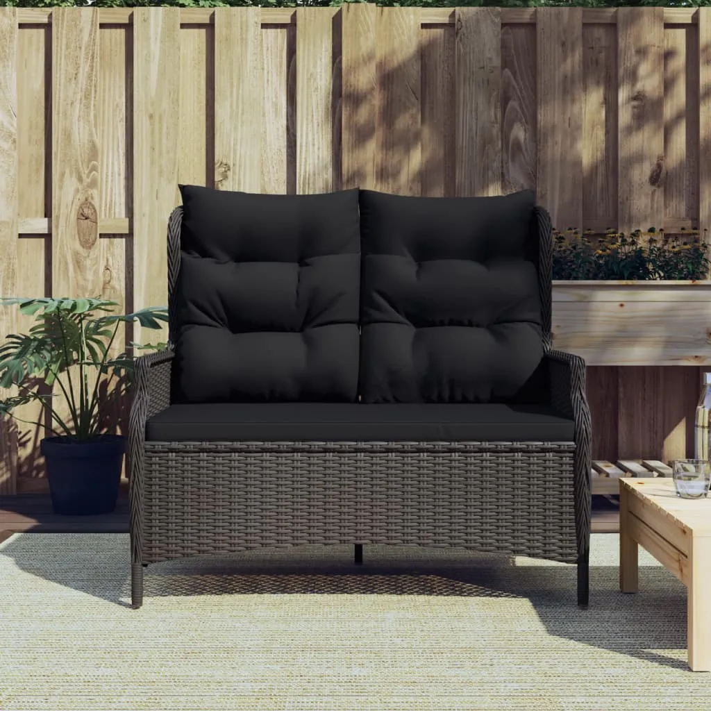 vidaXL Panca da Giardino a 2 Posti con Cuscini in Polyrattan Nero