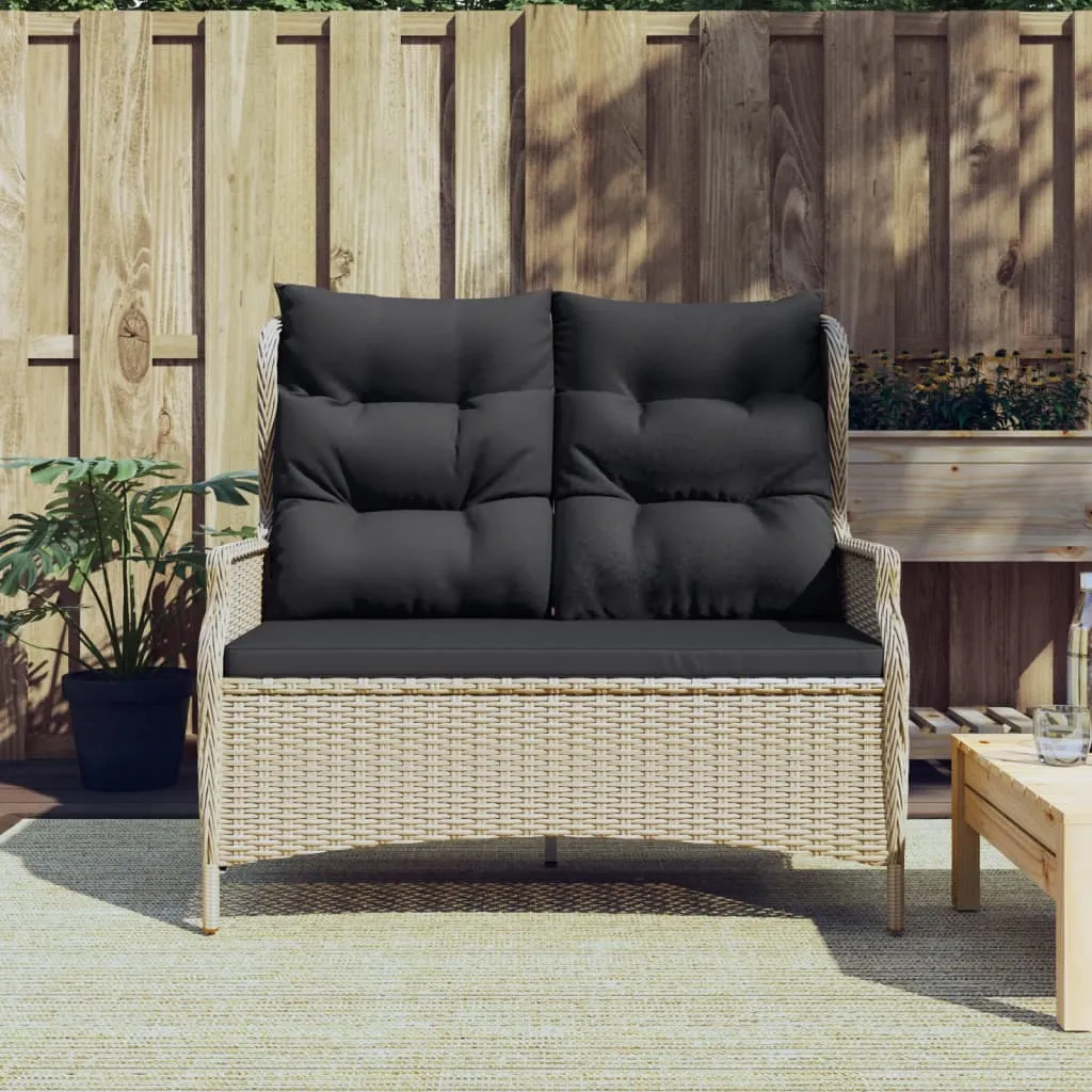 vidaXL Panca da Giardino 2 Posti con Cuscini Polyrattan Grigio Chiaro