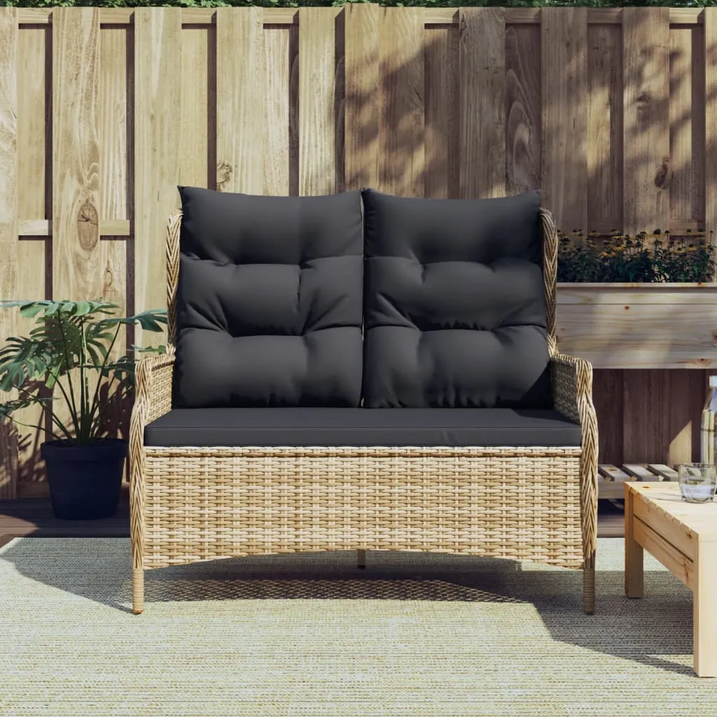 vidaXL Panca da Giardino a 2 Posti con Cuscini in Polyrattan Marrone