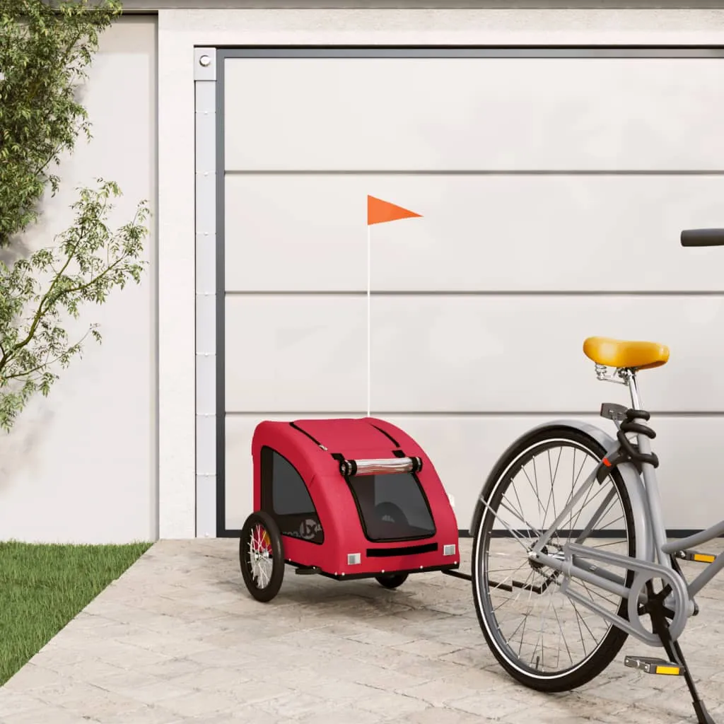 vidaXL Rimorchio da Bici per Cani Rosso in Tessuto Oxford e Ferro