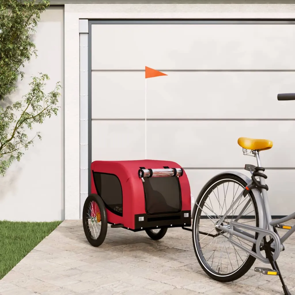 vidaXL Rimorchio da Bici per Cani Rosso e Nero Tessuto Oxford e Ferro