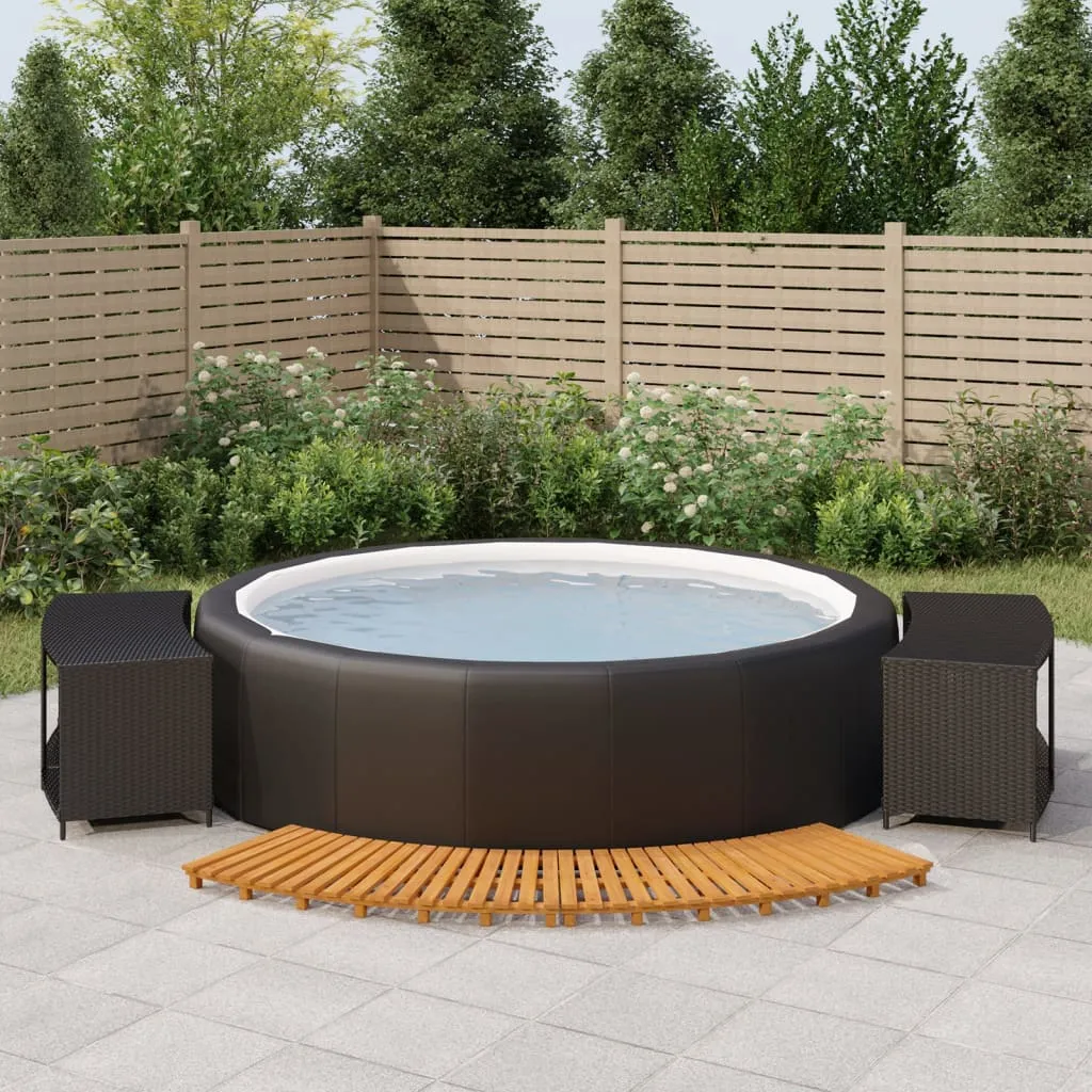 vidaXL Bordo per Spa Nero in Polyrattan e Legno Massello di Acacia