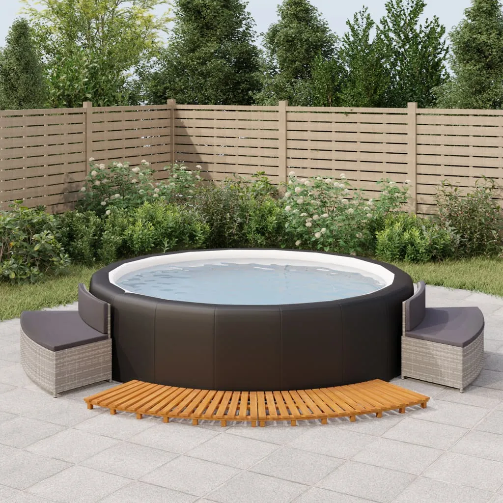 vidaXL Bordo per Spa Grigio in Polyrattan e Legno Massello di Acacia