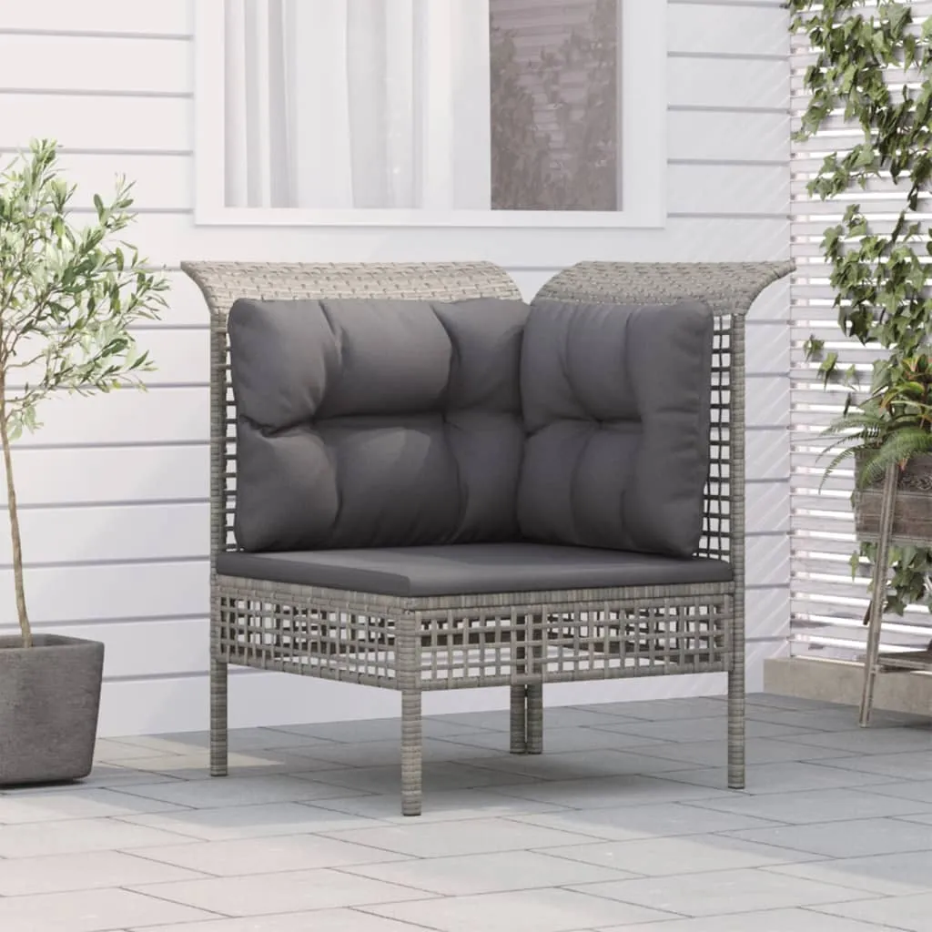 vidaXL Divano Angolare da Giardino con Cuscino in Polyrattan Grigio