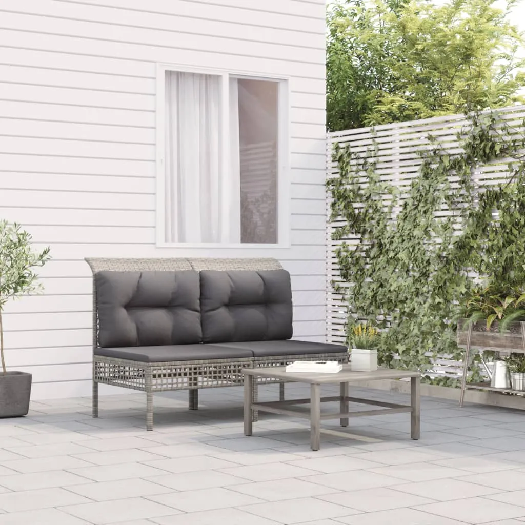 vidaXL Divani Centrali da Giardino con Cuscini 2pz Polyrattan Grigio