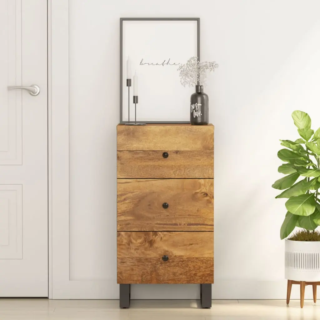 Credenza con 3 Cassetti 40x33,5x75 cm Legno Massello di Mango