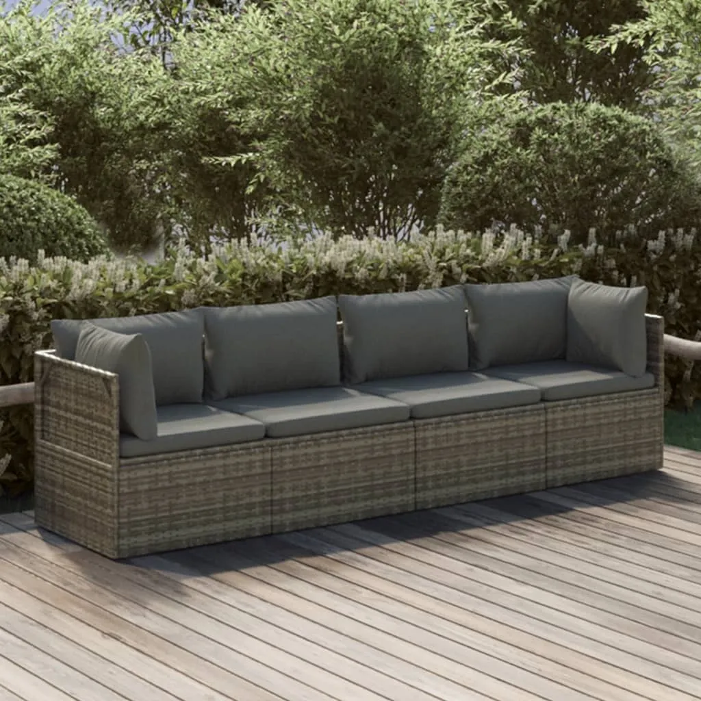 vidaXL Set Divani da Giardino 4 pz con Cuscini in Polyrattan Grigio